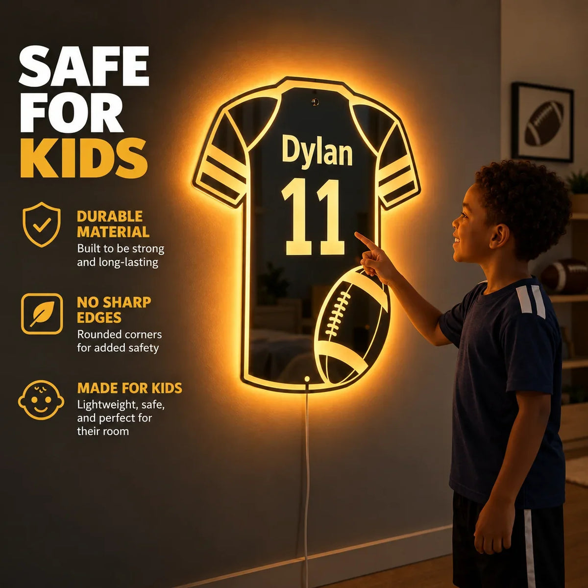 Personalized Football Jersey LED Mirror
