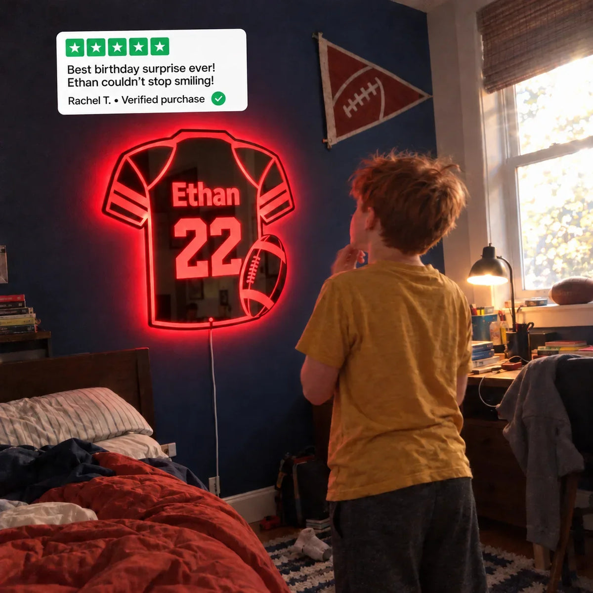 Personalized Football Jersey LED Mirror