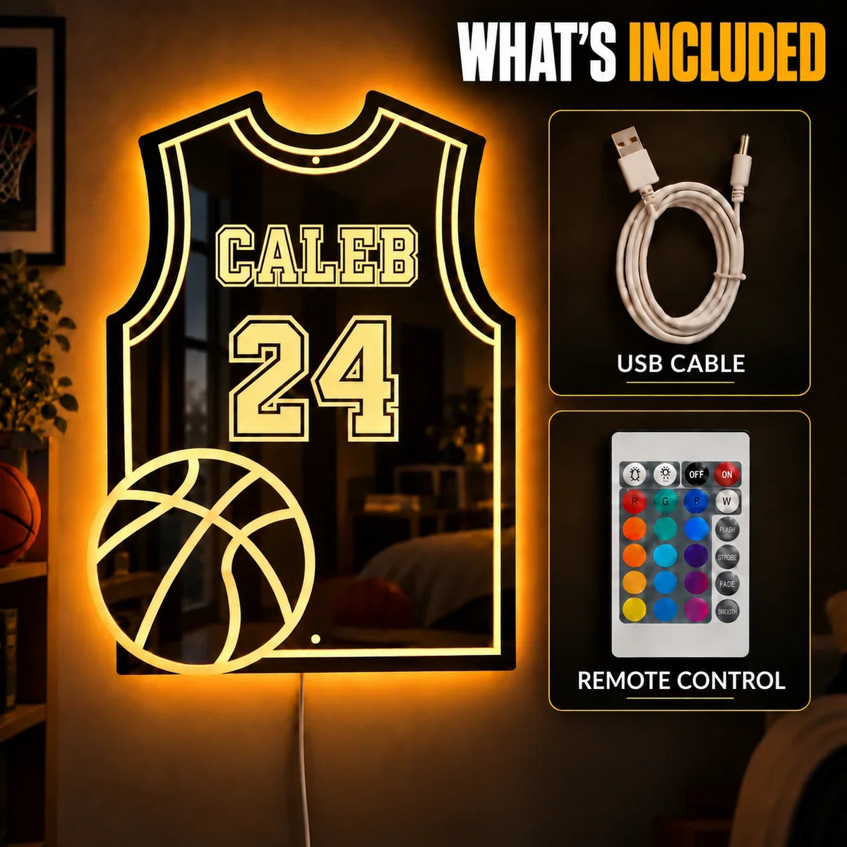 Personalized Basketball Jersey LED Mirror