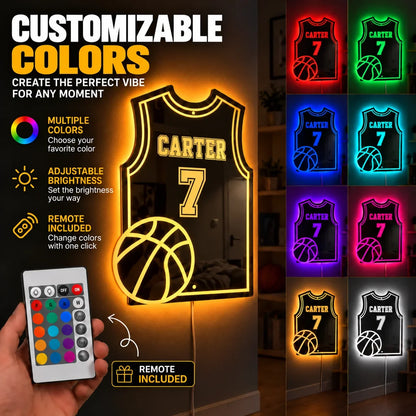 Personalized Basketball Jersey LED Mirror