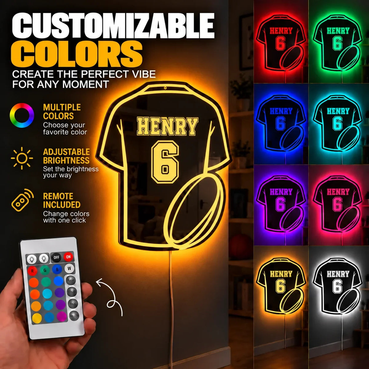 Personalized Rugby Ball LED Mirror