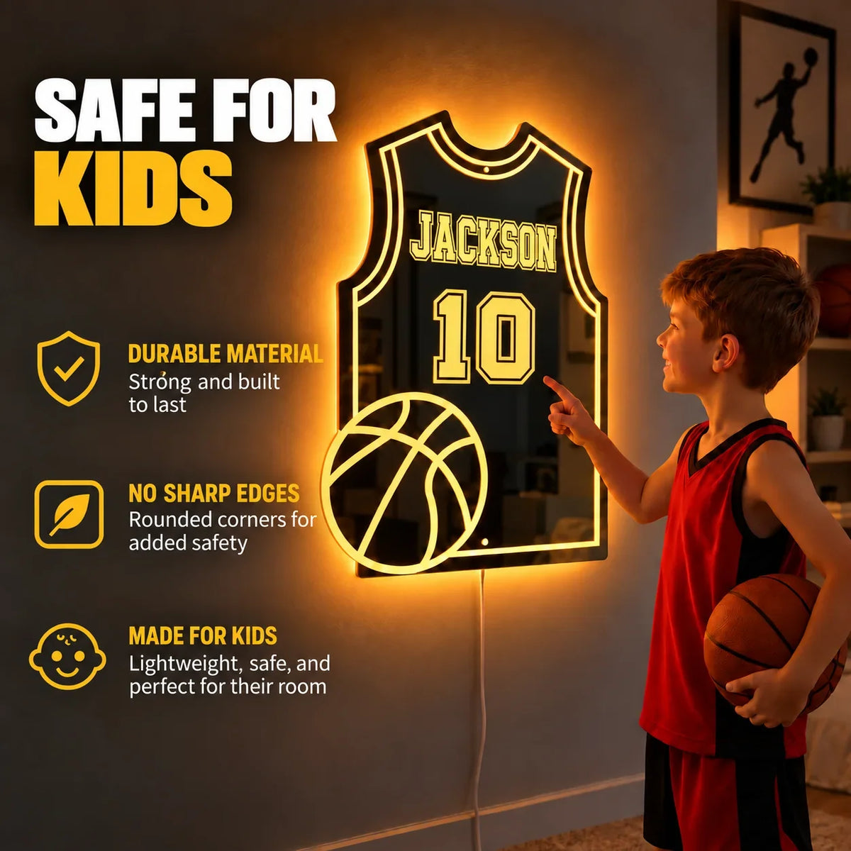 Personalized Basketball Jersey LED Mirror