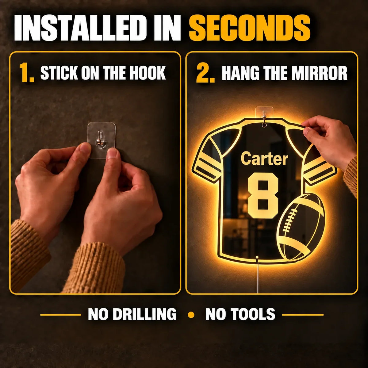 Personalized Football Jersey LED Mirror
