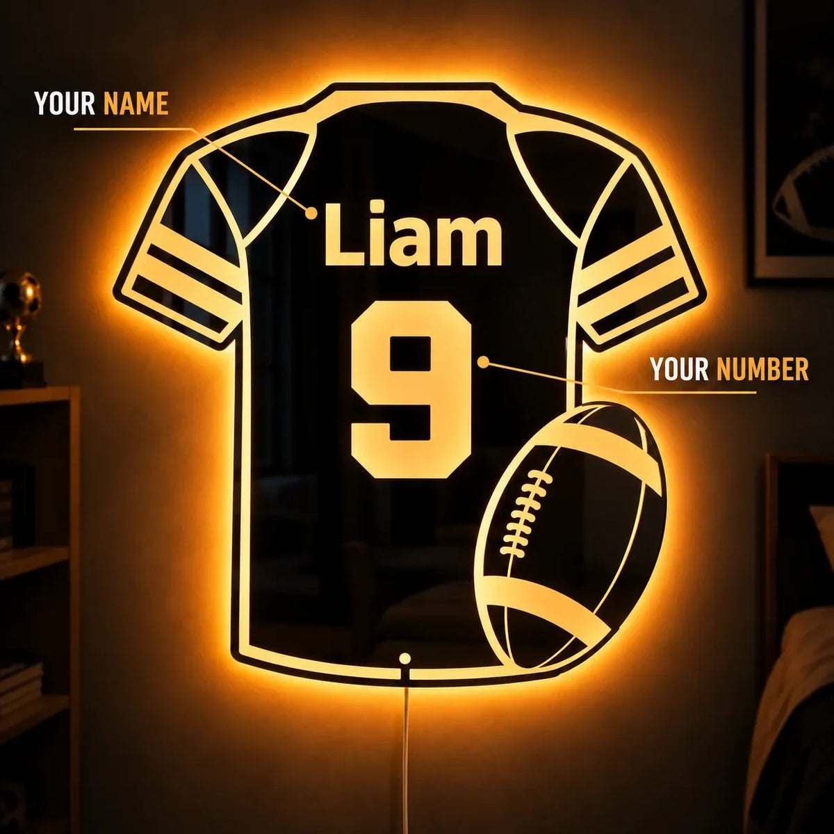 Personalized Football Jersey LED Mirror